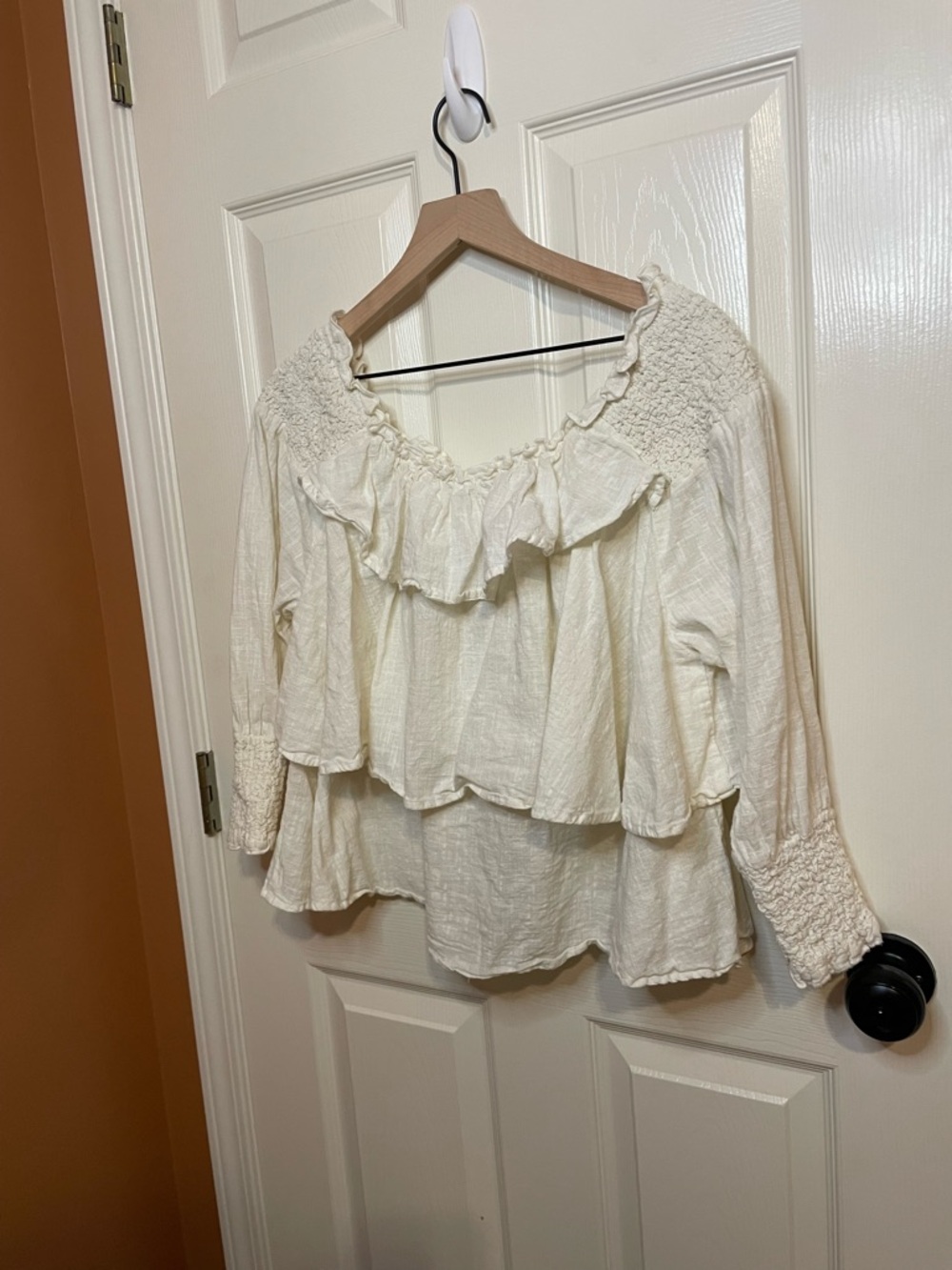 For the Republic Tiered Off the Shoulder Cotton Blouse Boho Cottagecore Size XL - Picture 2 of 8